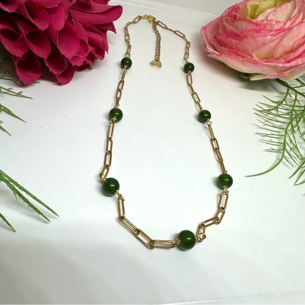 NEW⚜️Jade & Chain Beaded Gemstone Necklace